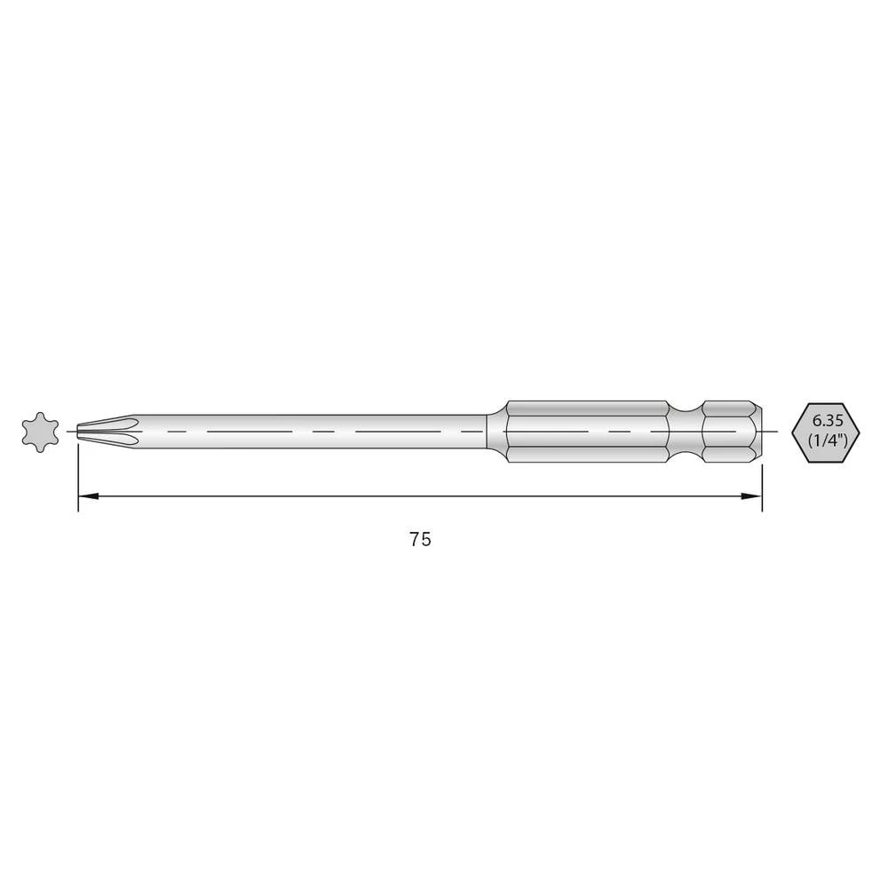 Bernstein Tools for Electronics 6-TX15-75 Torx bit HRC čelik visoko legirani E 6.3 6 kom. slika