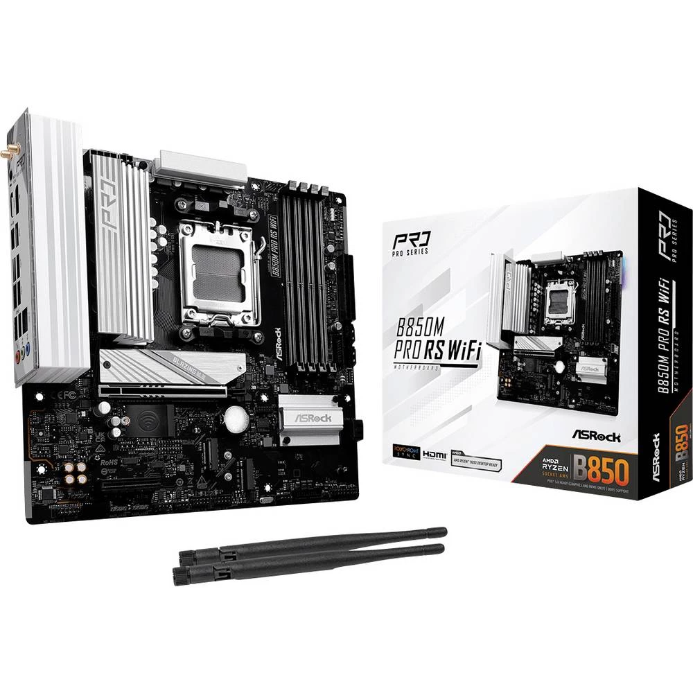ASRock B850M Pro RS matična ploča Baza #####AMD AM5 Faktor oblika (detalji) Micro-ATX Set čipova matične ploče AMD® B850 slika