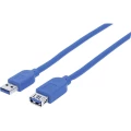 Manhattan USB kabel USB 3.2 gen. 1 (USB 3.0) USB-A utikač, USB-A utikač 1.00 m plava boja zaštićen s folijom, UL certificiran, pozlaćeni kontakti 325394 slika