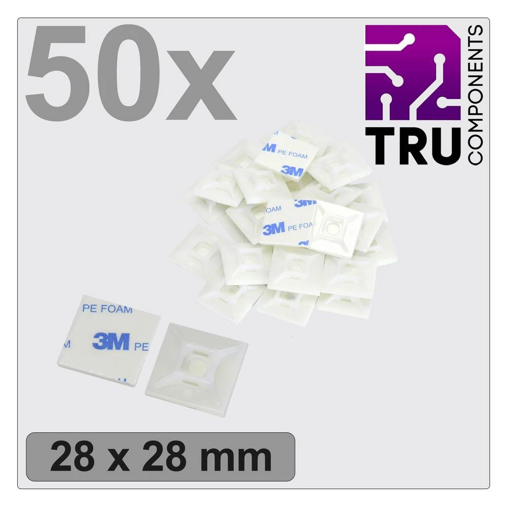 TRU COMPONENTS T24CA069 postolje samoljepljiva, vijak TC-12888548   4-struka nit bijela 50 St. slika