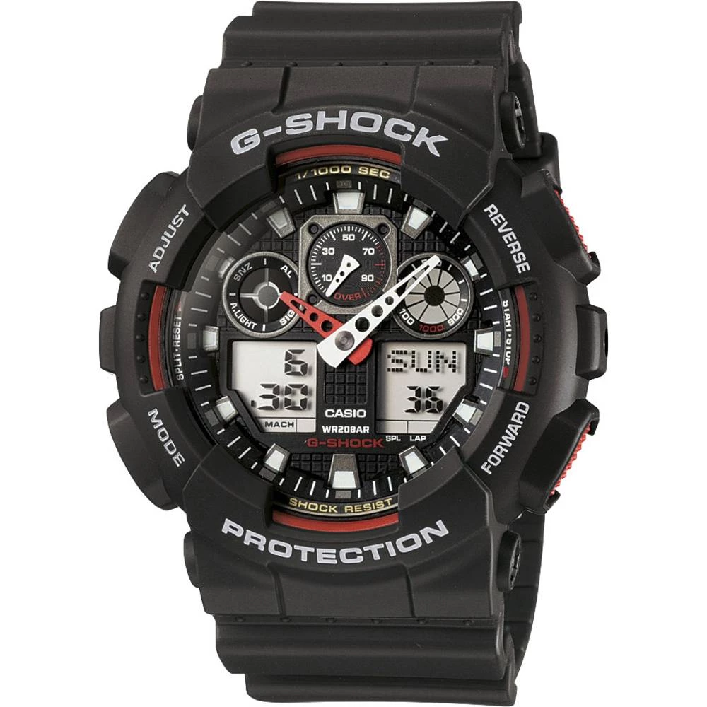 Casio ručni sat GA-100-1A4ER (Š x V) 51.20 mm x 55 mm crna, crvena Materijal kućišta=smola Materijal (narukvica)=smola slika
