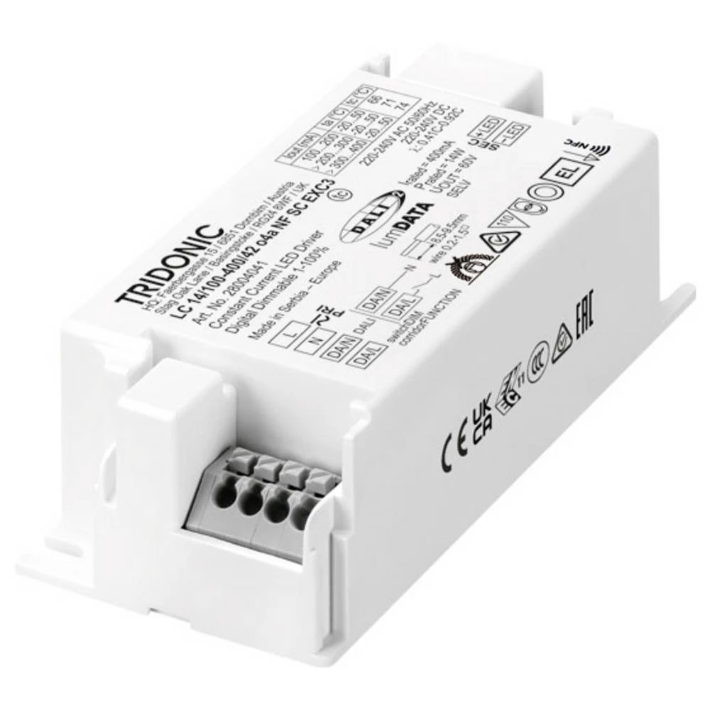 Tridonic LC 14W 100–400mA o4a NFC SC EXC LED pogonski sklop 14 W 0.4 A 7.5 - 42 V 1 kom. slika