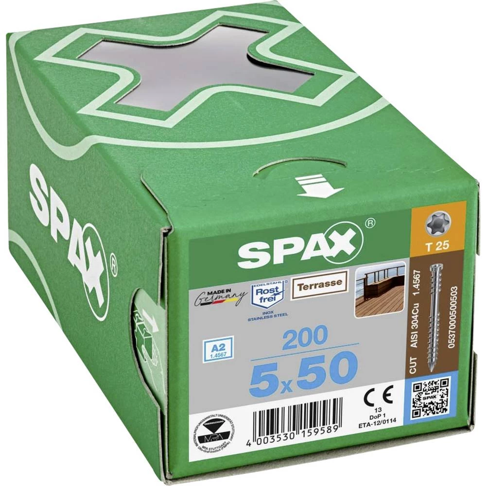 SPAX 0537000500503 R 88192 Zylinderkopf T-STAR vijak za drvo 5 mm 50 mm T-STAR plus nehrđajući čelik A2 200 kom. slika