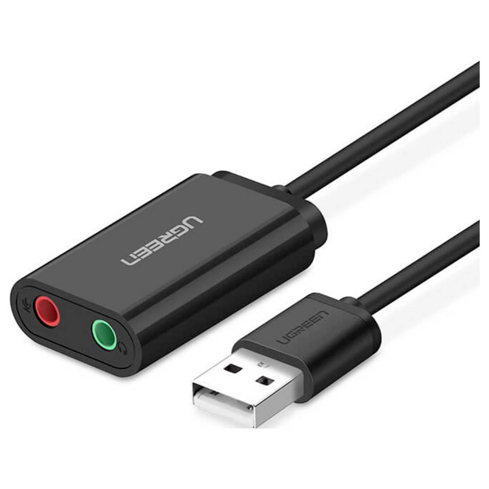 UGREEN USB kabel USB 2.0 USB-A utikač, klinken 3.5 mm utičnica, klinken 3.5 mm utičnica 0.15 m crna 30724 slika