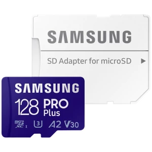 Samsung PRO Plus sdxc kartica 128 GB Class 10, Class 10 UHS-I, UHS-I, v30 Video Speed Class 4K video podrška, a2 standard , uklj. sd-adapter, otporan na udarce slika