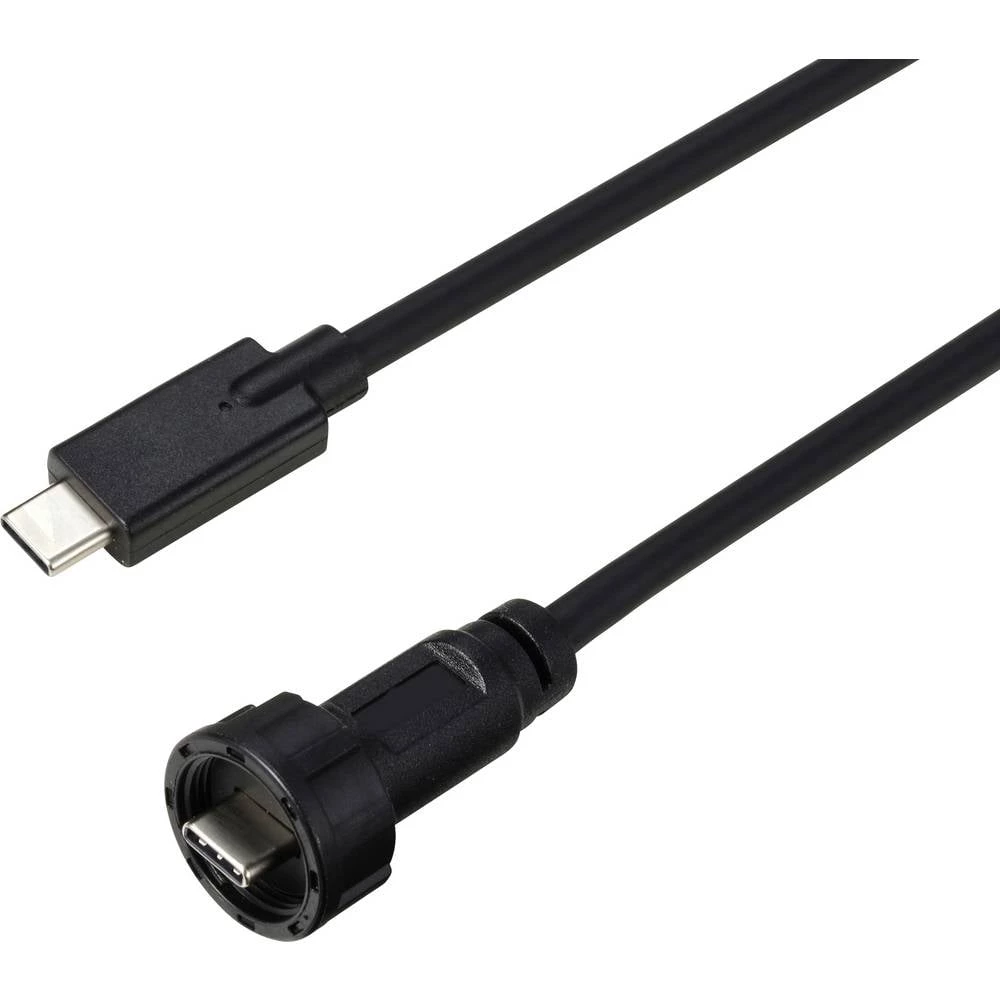USB Type-C® 3.1 muški-muški IP67 (navojni) kabel 0,5 m TC-E10T-MT3.1-MWA/NWA-0.5PV-S Vodootporni plastični kabel TC-1354 slika