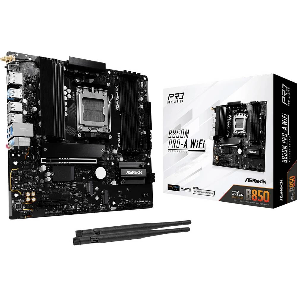ASRock B850M Pro-A matična ploča Baza #####AMD AM5 Faktor oblika (detalji) Micro-ATX Set čipova matične ploče AMD® B850 slika