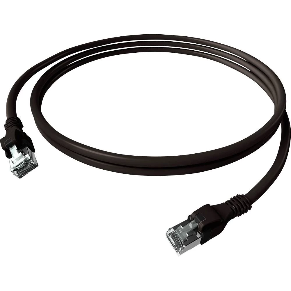 Easylan CPP1OSASAS0010 RJ45 mrežni kabel, Patch kabel CAT 6a S/FTP 1.00 m crna dvostruko zaštićen, bez halogena, vatrost slika