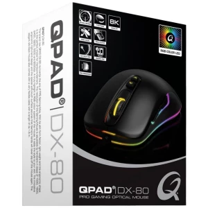 QPAD DX80 žičani igraći miš optički osvjetljen crna, RGB slika