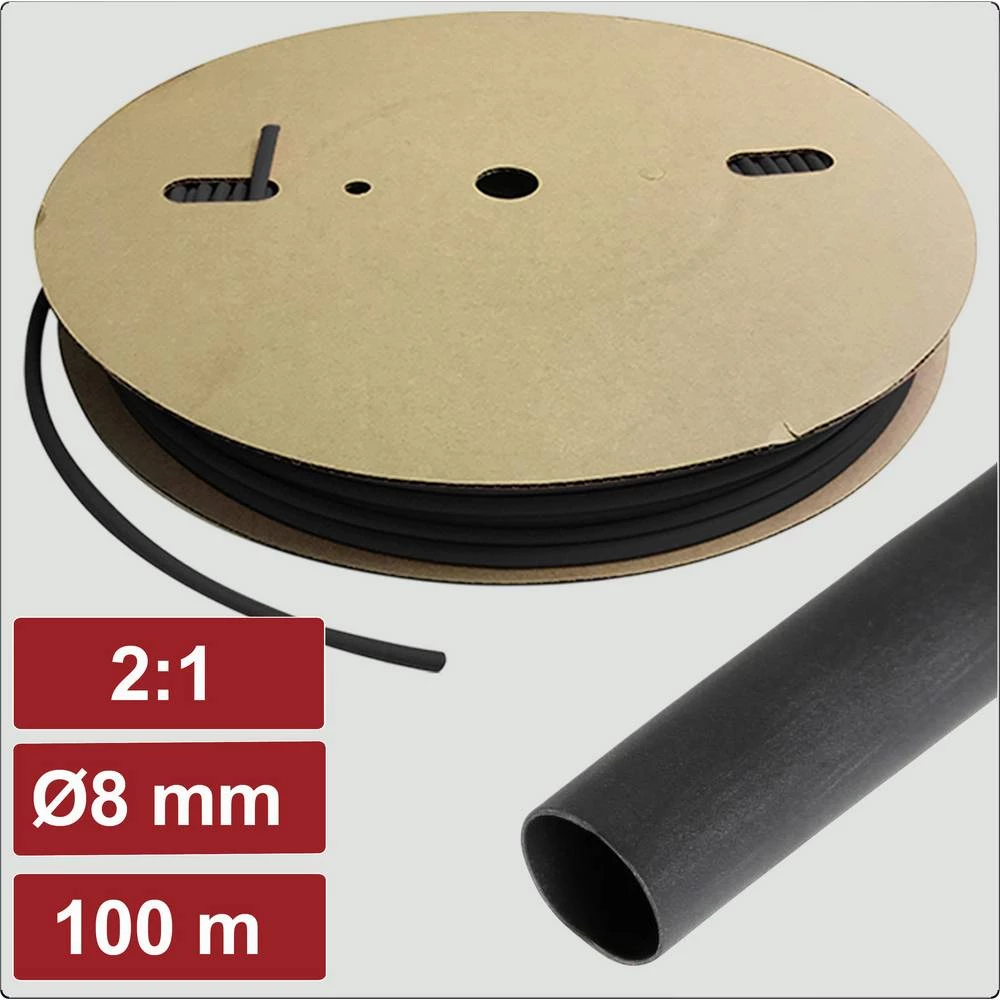 Electronic Garage EG25CA005 skupljajuća cijev bez ljepila crna 8 mm 4 mm Stopa skupljanja:2:1 100 m slika
