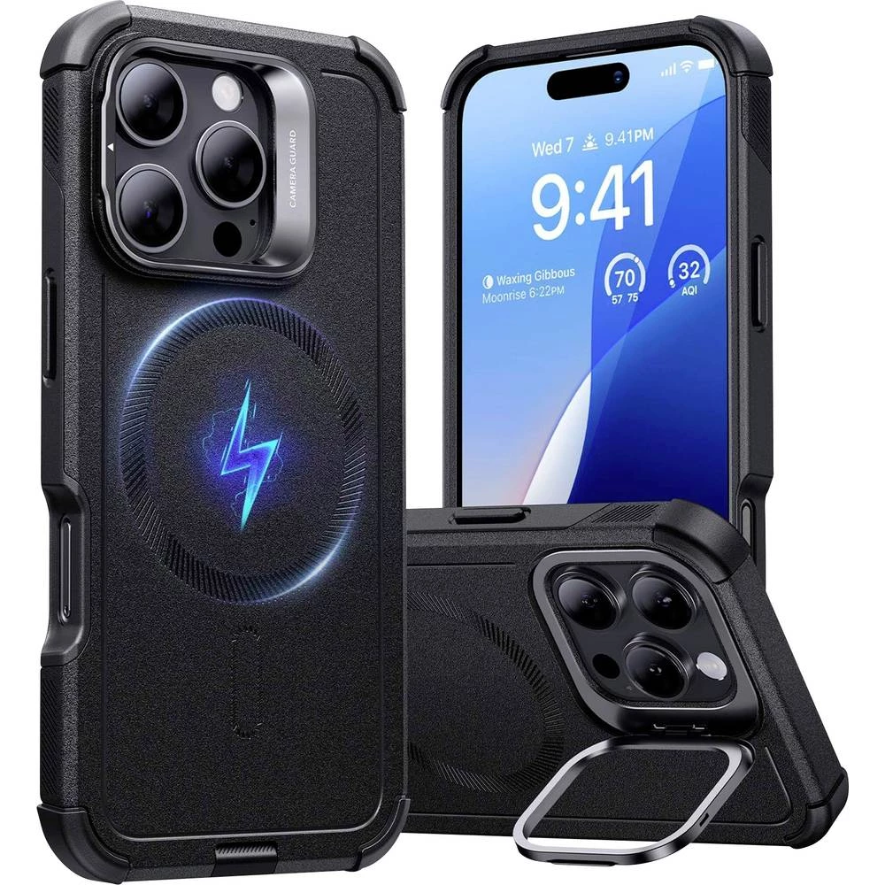 ESR Cyber Tough HaloLock Case + Stash Stand stražnji poklopac za mobilni telefon Apple iPhone 16 Pro Max crna MagSafe ko slika