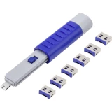 Renkforce zaključavanje USB priključka RF-4714586 6-dijelni komplet srebrna, plava boja  uklj. 1 ključ RF-4714586