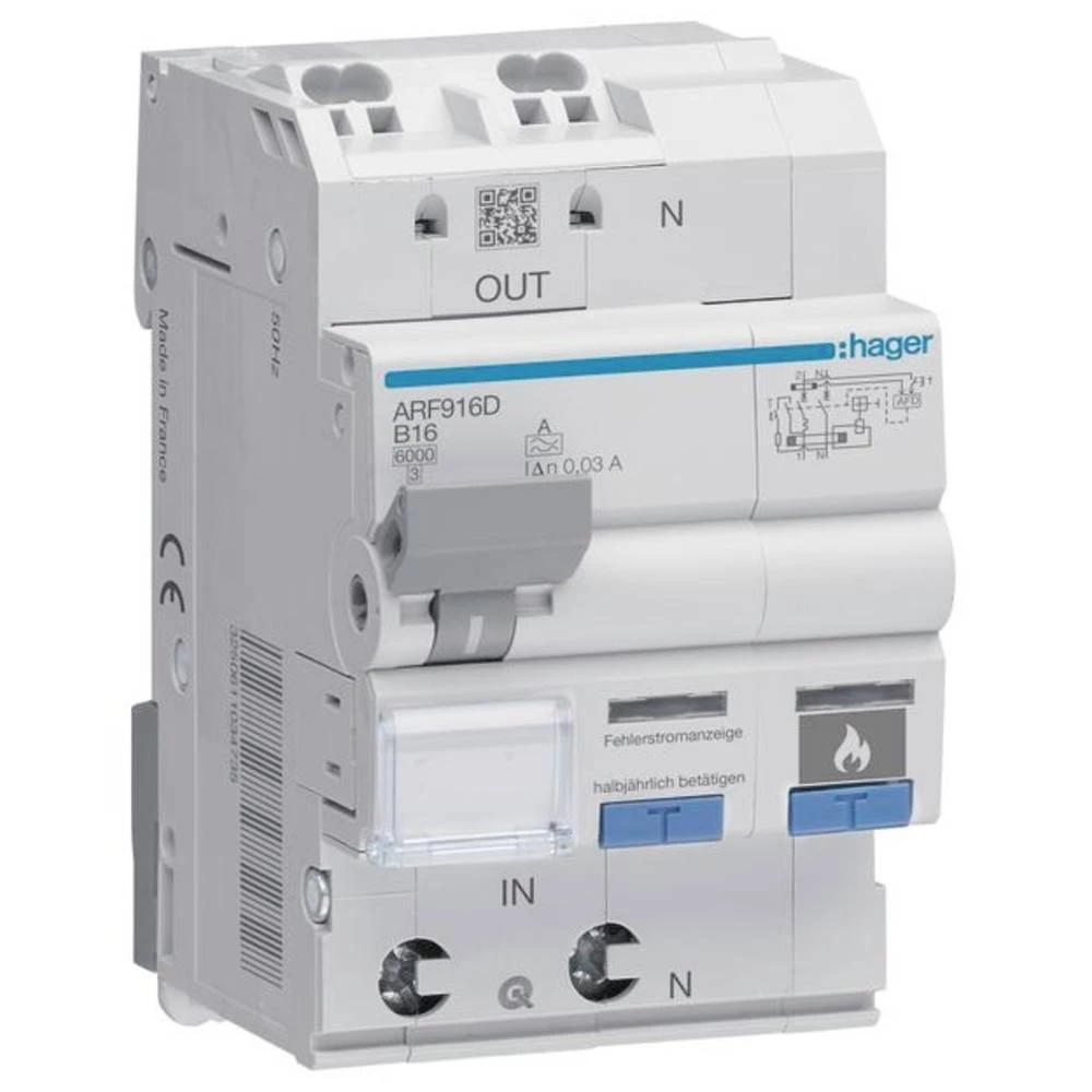 Hager ARF916D FID zaštitna sklopka/zaštitna sklopka za vodove 2-polni 16 A 0.03 A 230 V slika