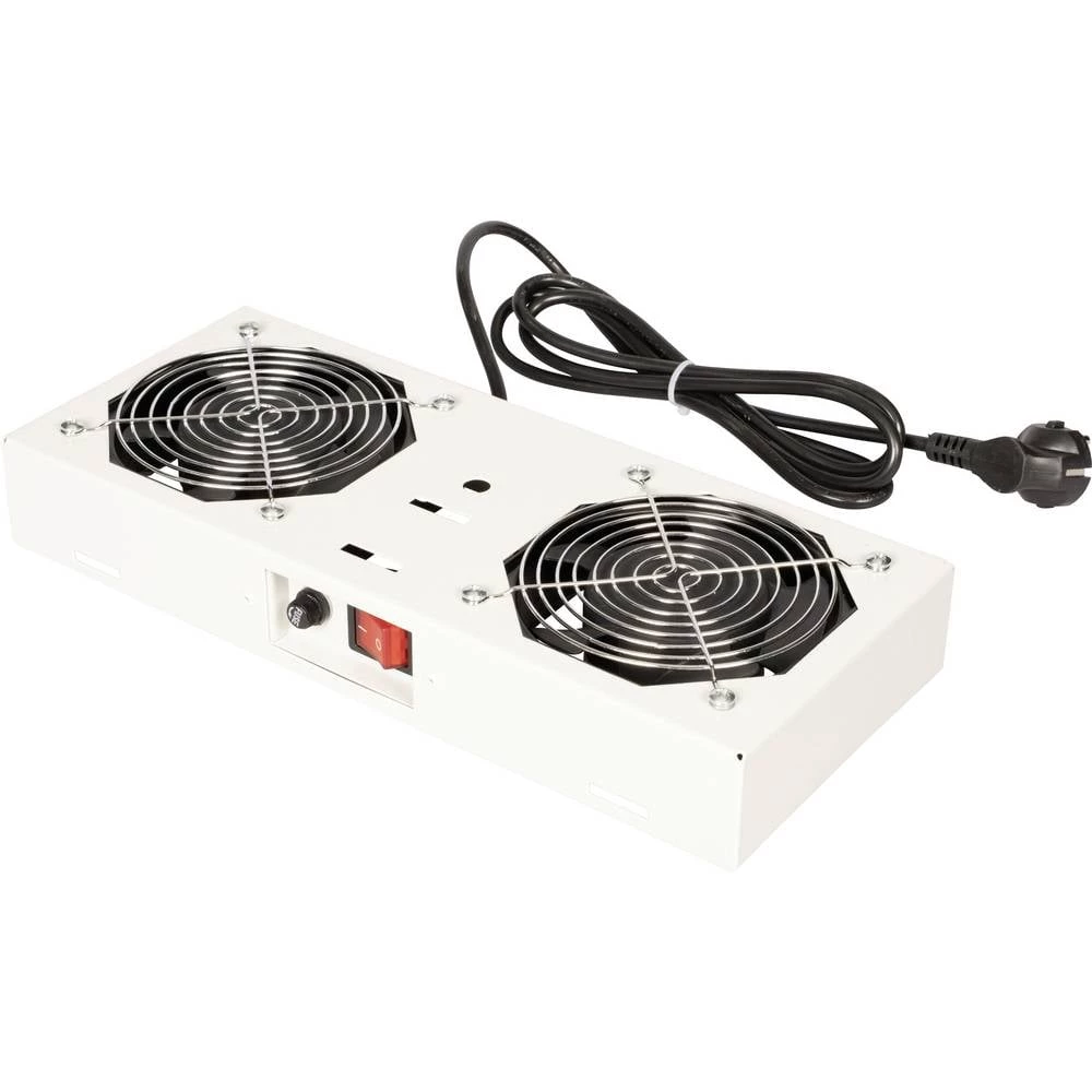 Roline 26.21.0294 19 palac 2 x ugradbeni ventilator za mrežni ormar 1 U s prekidačem siva slika