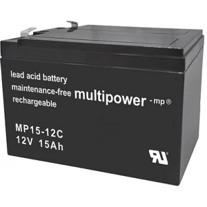 Olovni akumulator 12 V 15 Ah multipower PB-12-15 MP15-12C Olovno-koprenasti (Š x V x d) 151 x 104.5 x 99 mm Plosnati priključak slika