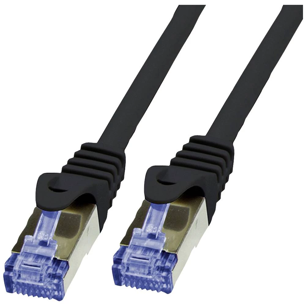 Value 21.99.0722 RJ45 mrežni kabel, Patch kabel CAT 6a S/FTP 50.00 m crna dvostruko zaštićen, bez halogena, vatrostalan slika