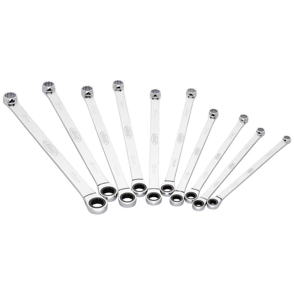Vigor V7031 prstenasti ključ s račnom-set 10-dijelni 10 - 19 mm slika