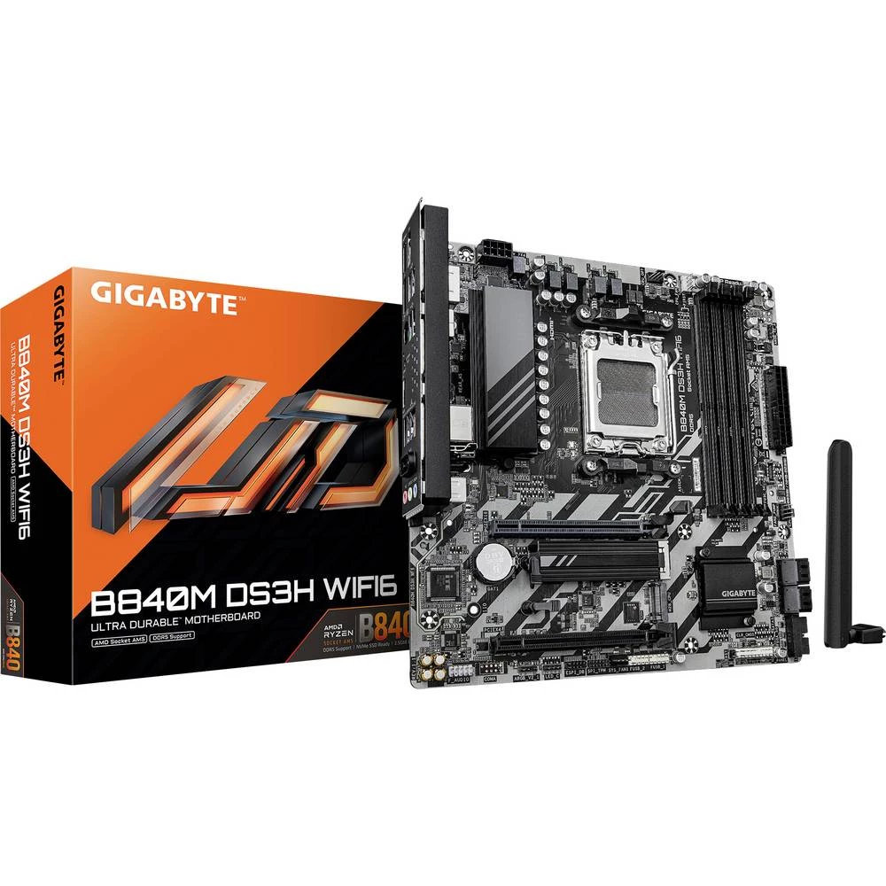 Gigabyte B840M DS3H WF6 matična ploča Baza AMD AM5 Faktor oblika (detalji) Micro-ATX Set čipova matične ploče AMD® slika
