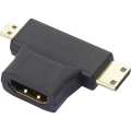 HDMI Y-adapter [1x HDMI-utikač C Mini, HDMI-utikač D Micro 1x HDMI-utikač] crn pozlaćeni kontakt slika