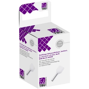 Dvostruka kabelska stopica 2 x 0.50 mm² x 8 mm Izolirani dio Bijela TRU COMPONENTS 8571564 100 ST slika