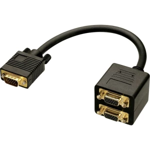 LINDY 41214 VGA Y-adapter [1x muški konektor vga - 2x muški konektor vga] crna  0.18 m slika