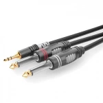 Hicon HBA-3S62-0150 utičnica audio priključni kabel [1x 3,5 mm banana utikač - 2x klinken utikač 6.3 mm (mono)] 1.50 m c
