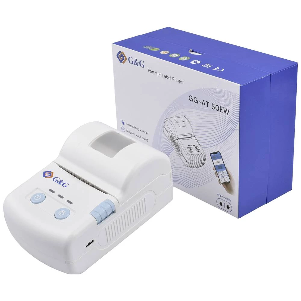 G&G GG-AT-50EW-USB naljepnice  izravna termalna 203 x 203 dpi Širina etikete (maks.): 48 mm Bluetooth® slika