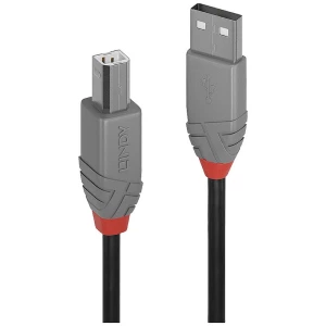 LINDY USB kabel USB 2.0 USB-A utikač, USB-B utikač 0.5 m crna, siva  36671 slika