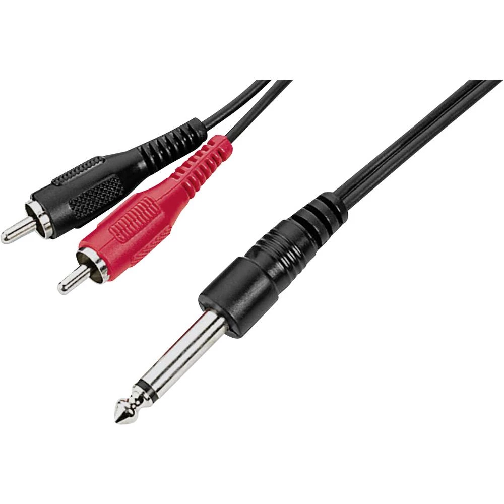 Monacor MCA-300 audio adapterski kabel [2x muški cinch konektor - 1x klinken utikač 6.3 mm (mono)] 3 m crna slika