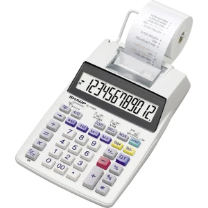 Ispisni stolni kalkulator Sharp EL-1750V Bijela Zaslon (broj mjesta): 12 baterijski pogon, Električni pogon (opcijski) (Š x V x slika