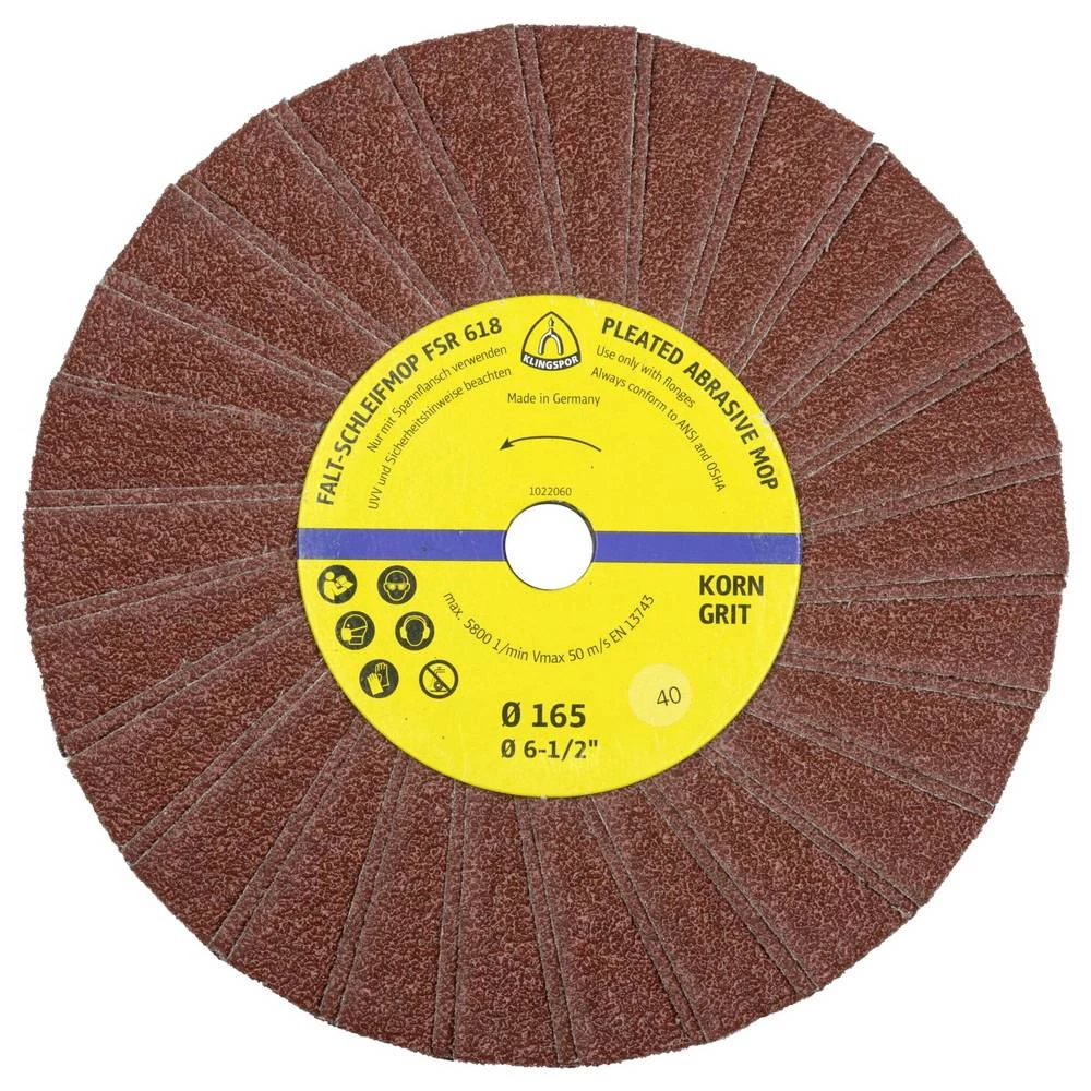 Klingspor 5831 Brusni mop kotači FSR 618, 165 x 14 mm, granulacija 80, jednoredni, 2 lamele u pakiranju promjer 165 mm 1 slika
