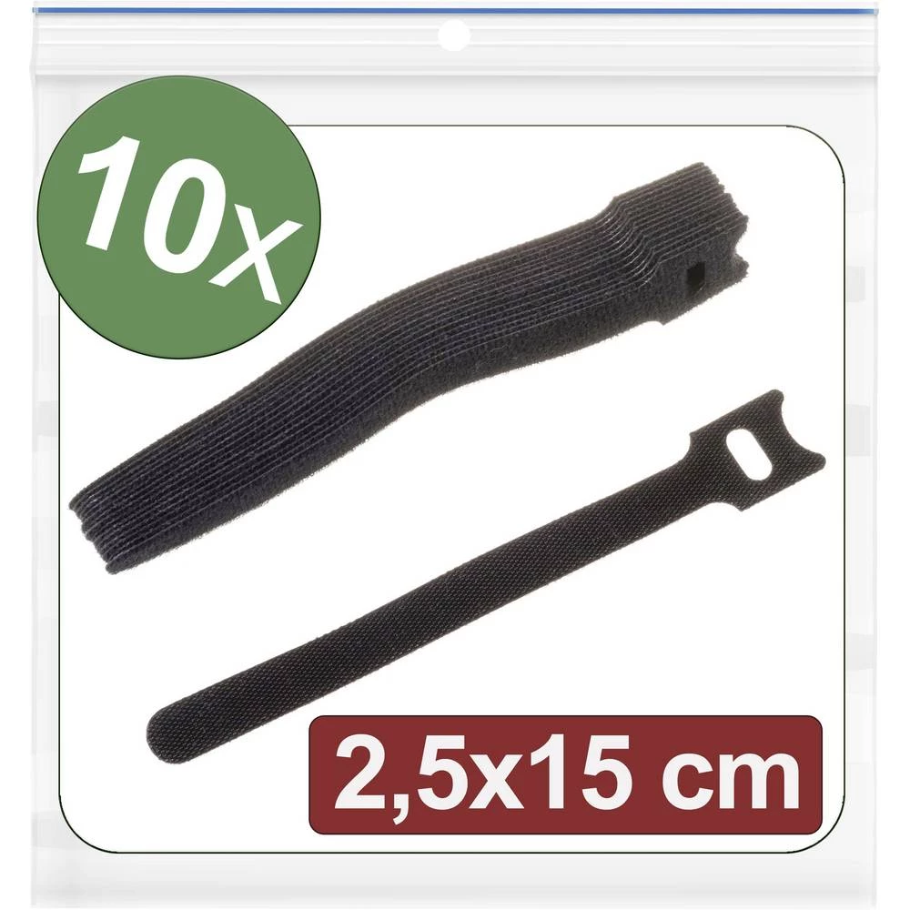 Quadrios 24CA314 prianjajuća kabelska vezica za povezivanje grip i mekana vunena tkanina (D x Š) 150 mm x 25 mm crna 10 slika