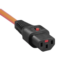Priključni kabel za rashladne uređaje Ženski konektor IEC C13, 10 A-Kutni sigurnosni utikač Crna, Narančasta Kash 3 m 1 ST slika