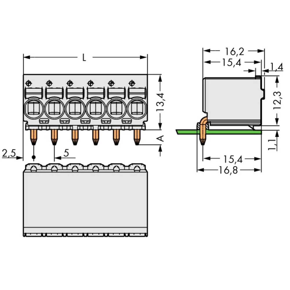 WAGO kućište utiča za tiskanu pločicu 2092 Ukupan broj polova 8 Raster: 5 mm 2092-1378 100 St. slika