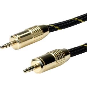Roline 11.88.4289 utičnica audio priključni kabel [1x 3,5 mm banana utikač - 1x 3,5 mm banana utikač] 10.00 m crna/zlatn slika