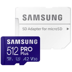 Samsung PRO Plus sdxc kartica 512 GB Class 10, Class 10 UHS-I, UHS-I, v30 Video Speed Class 4K video podrška, a2 standard , uklj. sd-adapter, otporan na udarce slika