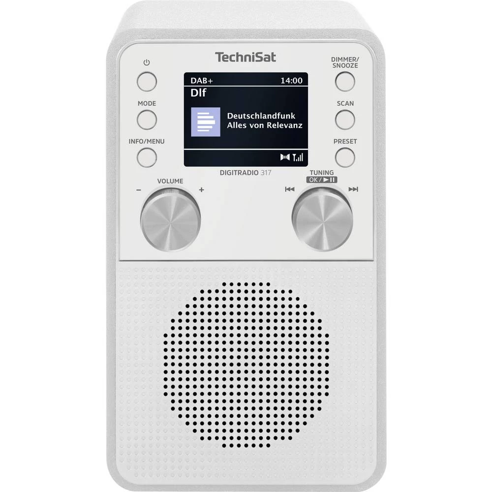 TechniSat DIGITRADIO 317 desktop radio DAB+ (1012), FM UKW, DAB+, Bluetooth®, AUX funkcija alarma bijela slika