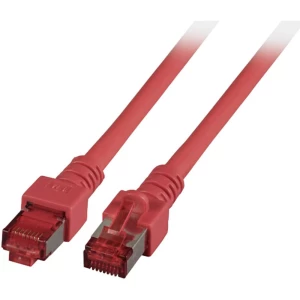 LAN (RJ45) Mreža Priključni kabel CAT 6 S/FTP 7.5 m Crvena Vatrostalan, Bez halogena, sa zaštitom za nosić, pozlaćeni kontakti E slika