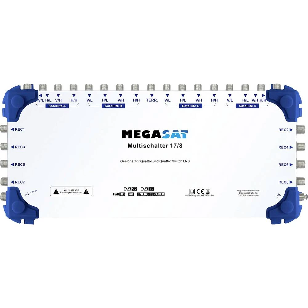 MegaSat 0600154 satelitski multiprekidač Ulazi (višestruki prekidač): 17 (16 sat/1 zemaljske) Broj sudionika: 8 slika