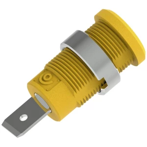 Ø4mm sigurnosna banana utičnica s Ø14,5mm okruglom maticom, 6,3x10mm ravni spojni jezičak, žuta Electro PJP 3266-C-CD1-J sigurnosni laboratorijski ženski konektor  Zatik-Ø: 4 mm žuta 1 St. slika