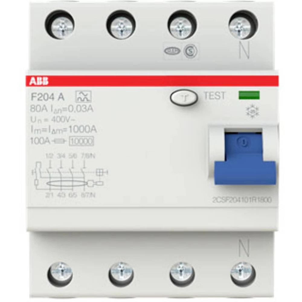 ABB 2CSF204101R1800 F204 A-80/0,03 FID zaštitna sklopka A 4-polni 80 A 0.03 A 400 V slika