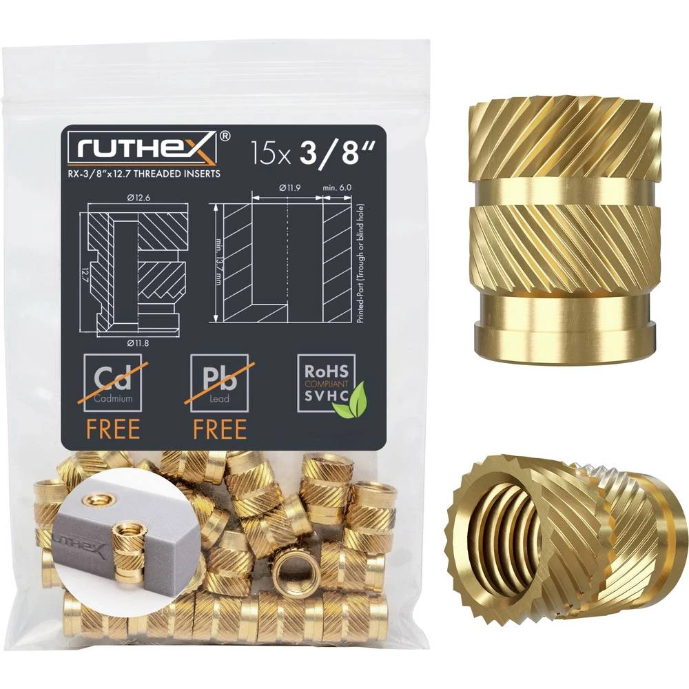 ruthex umetak s navojem RX-3/8“-16-x12.7 GE-3/8x127-001 slika
