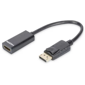 Digitus DB-340400-001-S DisplayPort / HDMI adapter [1x muški konektor displayport - 1x ženski konektor HDMI] crna okrugli, dvostruko zaštićen, zaključan, podržava HDMI 15.00 cm slika