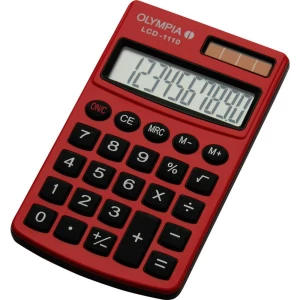 Džepni kalkulator Olympia LCD 1110 Crvena Zaslon (broj mjesta): 10 solarno napajanje, baterijski pogon (Š x V x d) 70 x 10 x 117 slika