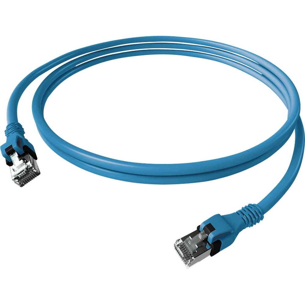 Easylan CPP1OBABAB0030 RJ45 mrežni kabel, Patch kabel CAT 6a S/FTP 3 m plava boja dvostruko zaštićen, bez halogena, vatr slika