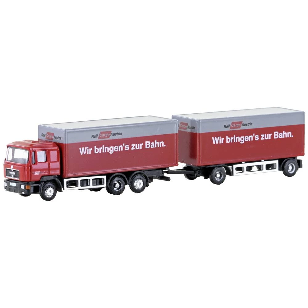 Minis by Lemke LC4608 n model kamiona MAN F90, 3-osovinska sandučarska prikolica Rail Cargo Austria (ÖBB) slika