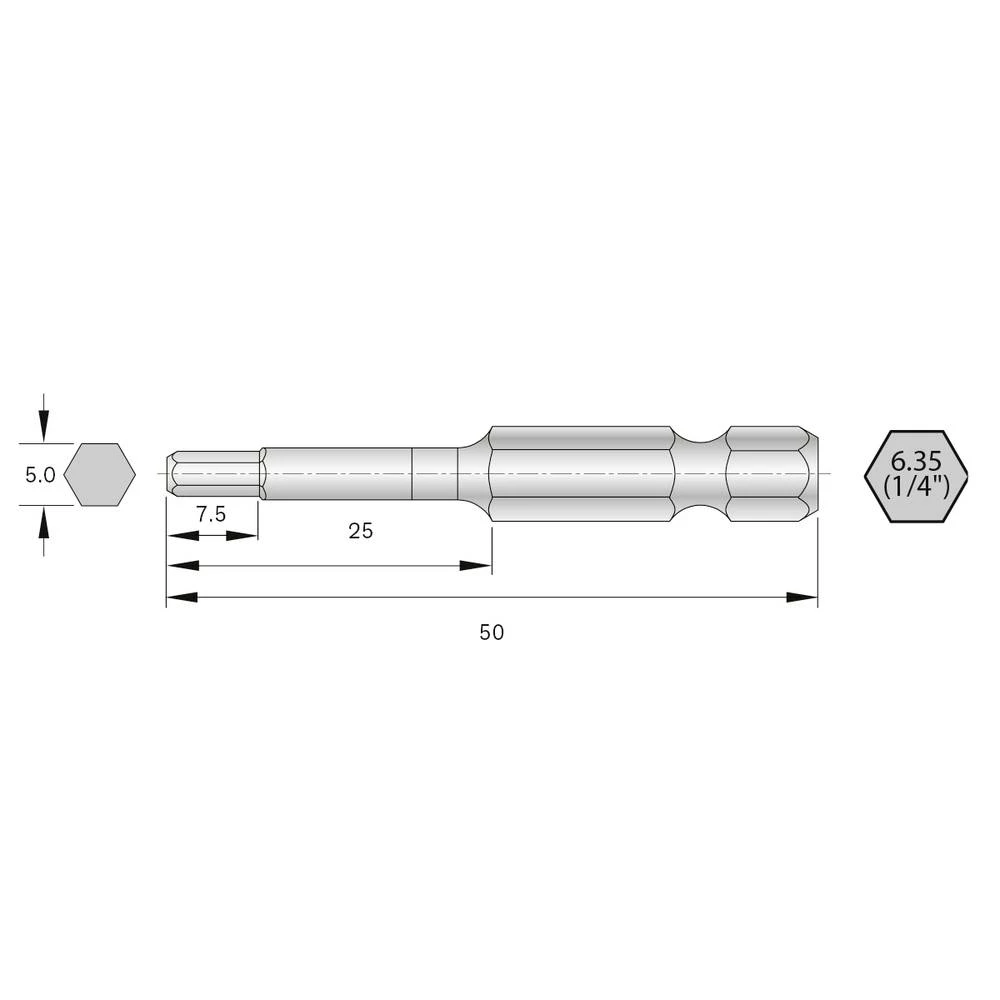 Bernstein Tools for Electronics 6-HX50-50 bit komplet HRC čelik visoko legirani E 6.3 6 kom. slika