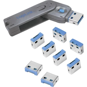 LogiLink zaključavanje USB priključka AU0045 8-dijelni komplet srebrna, plava boja uklj. 1 ključ AU0045 slika