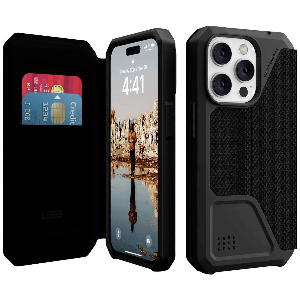 Urban Armor Gear Metropolis Folio Pogodno za model mobilnog telefona: iPhone 14 Pro, crna Urban Armor Gear Metropolis Folio case Apple iPhone 14 Pro crna slika