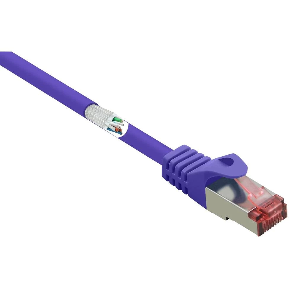 Renkforce RF-4724924 RJ45 mrežni kabel, Patch kabel CAT 6 S/FTP 5.00 m ljubičasta sa zaštitom za nosić, pozlaćeni kontakti, vatrostalan 1 St. slika